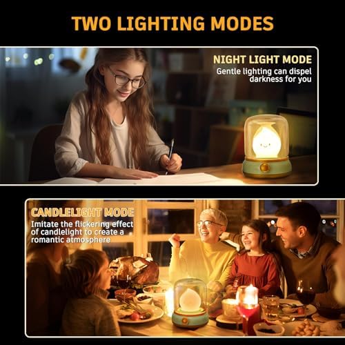 Ghost Campfire Night Light, Small Cute Desk Lamp, Dimmable Cordless Bedside Table Lamp, 2 Modes Rechargebale Battery Oprated Warm Night Light for Bedroom/Kids/Baby Nursery, Vintage Ambient Lighting - Image 3