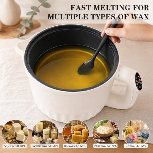 KEARLGMBH Electric Wax Melter with LED Display, Candle Making Kit for Adults，Wax Melt Warmer with 6 Level Temp Control, Large Capacity Wax Melting Pot, Candle Making Supplies - Image 3