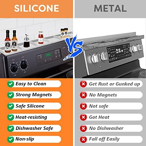 Hydream Stove Top for Silicone Shelf,30 Inch Magnetic Shelf Over the Stove Spice Rack of,Kitchen Organizer Magnet Above Stovetop Flat Back of Storage Suctioned-Light Grey - Image 4