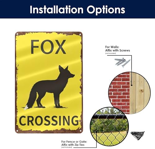 Metal Signs Fox Crossing Vintage Tin Sign for Home Bar Living Room Garden Yard Outdoor Wall Decor 12x8 Inch - Image 4