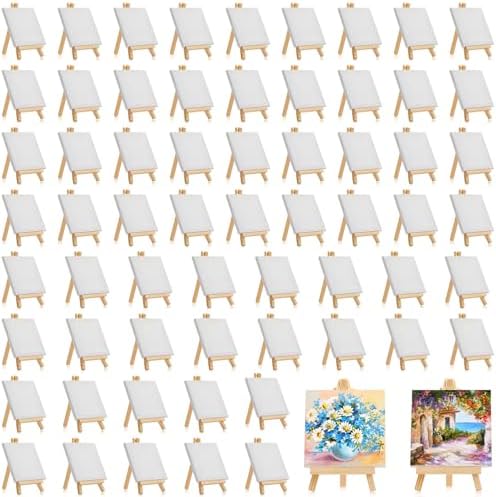 Mimorou 32 Pack Mini Canvas with Easel for Painting Wood, 2.4 x 2.4 Inch by Mimorou