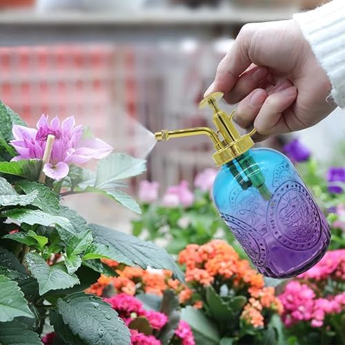 Glass Plant Mister Spray Bottle, 350ML Vintage Plant Spritzer with Top Pump Watering Can for Indoor Outdoor House Plants,Flowers (Blue-Purple Gradient) - Image 2