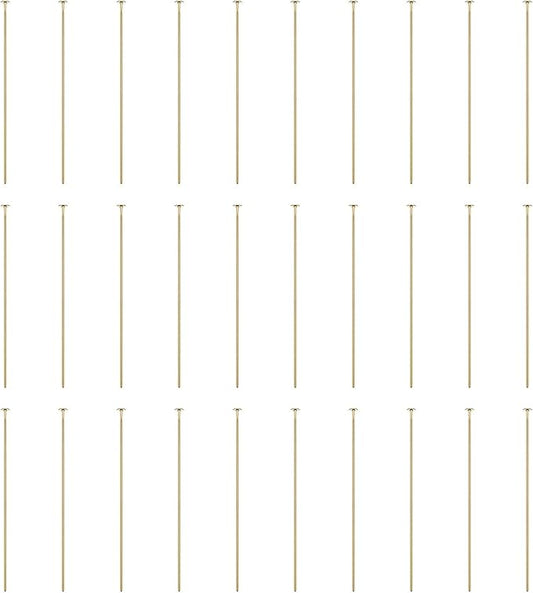 HARFINGTON 100pcs Flat Head Pins 1.57" 40mm Needles Bulk for Earring Pendant Necklace Bracelet Charm Jewelry Making Findings DIY Craft, 18K Gold