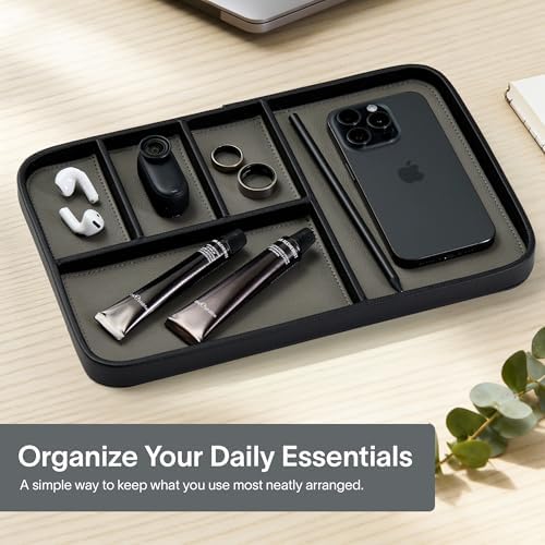 Nordik Leather Valet Tray - Large EDC Tray - Pebble Black 11.8 x 7.9 in - Image 2