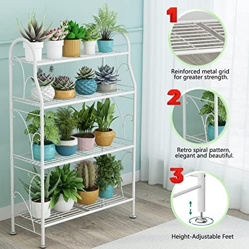 SORCEDAS Plant Stand Outdoor Indoor 4 Tier Metal Corner Flower Shelf - Image 6