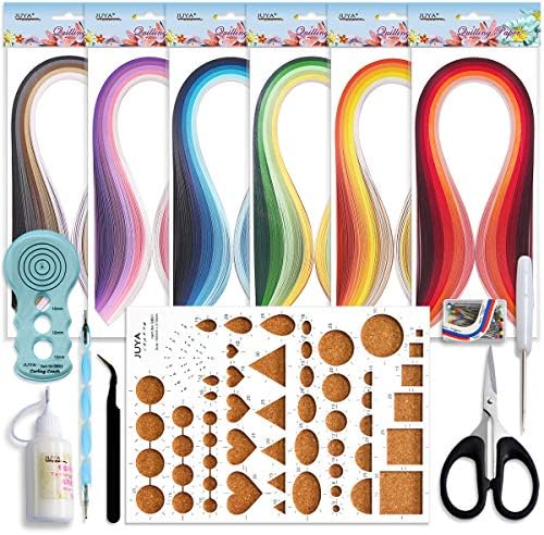 JUYA Paper Quilling Kit 30 Colors 600 Strips 8 Tools, Glue, Blue Set, 5mm by JUYACrafts