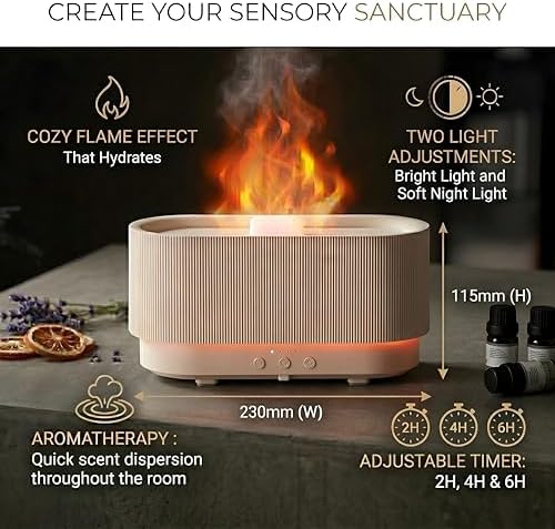 8 Colour Aromatherapy Diffuser, Essential Oil Diffusers for Home, Desk Humidifier, Flame Diffuser, Ultrasonic Diffuser, Aroma Diffuser for Home, Fire Diffuser 300ml - Image 3