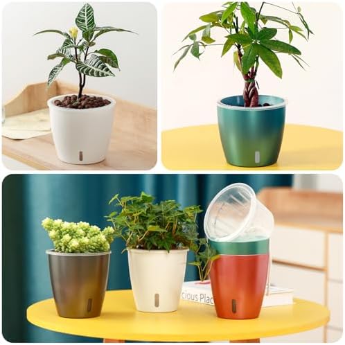 Self-Watering Pots for Indoor Plants, 16-Pack Self Watering Planter with Drainage Holes, Small African Violet Pots with Water Indicator, 10-Pack 5''/6-Pack 6.7'' Orchid Pot, White - Image 6