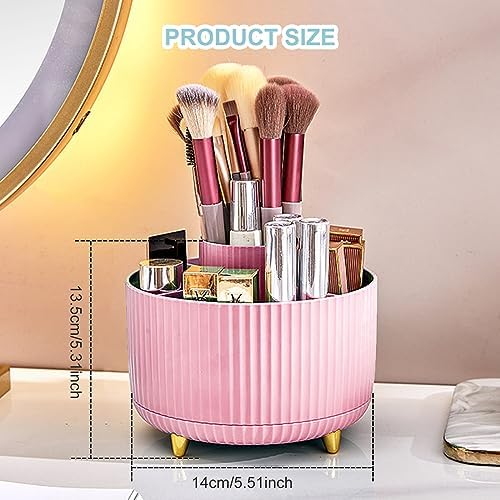 Cayxenful Pencil Holder For Desk,5 Slots 360°Degree Rotating Desk Organizers And Accessories,Desktop Storage Stationery Supplies Organizer, Cute Pencil Cup Pot For Office, School, Home (D-Pink) - Image 5