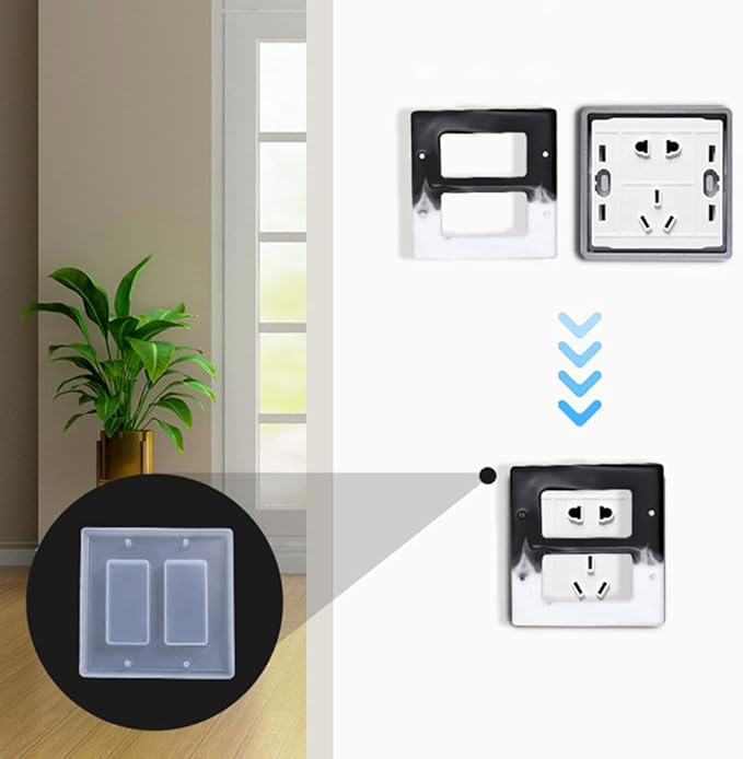 Light Switch Cover Resin Molds, 6PCS Silicone Standard Light Switch Cover Plate Mold Kit Set for Epoxy Casting Socket Panel DIY Home Decoration