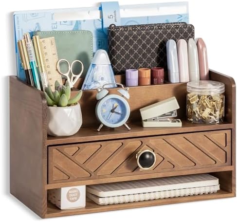 Desk Organizer with Drawer, Countertop Bill Mail Organizer and File Storage by dreampossible