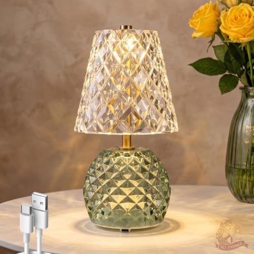 MJ PREMIER Rechargeable Table Lamp Cordless Mushroom Lamp with Timer Green by MJPREMIER