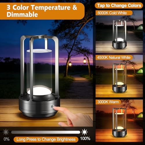 Rechargeable Table Lamp for Outdoor Indoor Portable Lamp with 3 Colors - Image 3