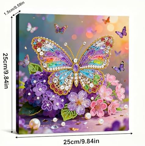 ARTopet DIY Pearl Painting Kit with Frame Gemstone Pearl Diamond Dots Beads Canvas Art Craft for Adult Beginners Display for Tabletop and Wall Mounting Home Decor-Butterfly - Image 5