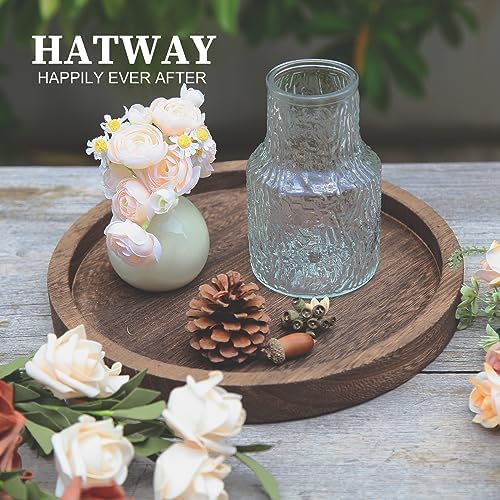 Hatway Wooden Decorative Tray Candle Holder Round Wood Tray Home Decor,Centerpieces Plates for Table centerpieces for CoffeeTable,Christmas Decor - Image 4