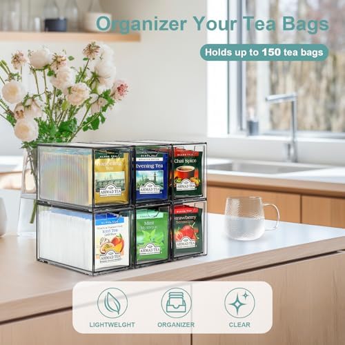 LANLISA Acrylic 6 Pack Tea Bag Organizer and Storage - Image 2