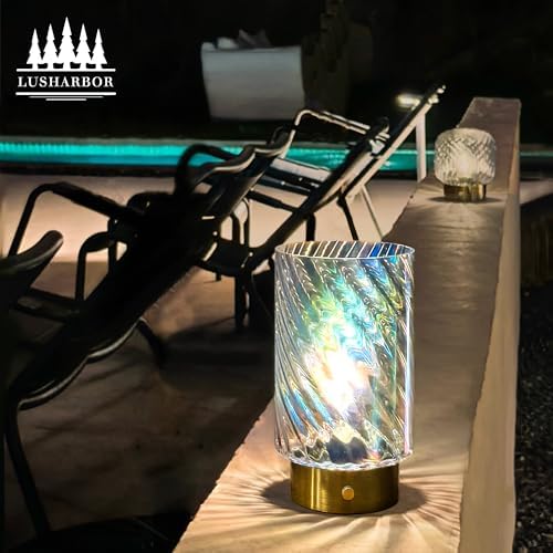 LUSHARBOR Battery Operated Table Lamp with Timer, Stepless Dimming Bedside Lamp Battery Powered Cordless Lamp for Home Decor Entryway/Living Room/Coffee Table/Shelf Transparent - Image 7