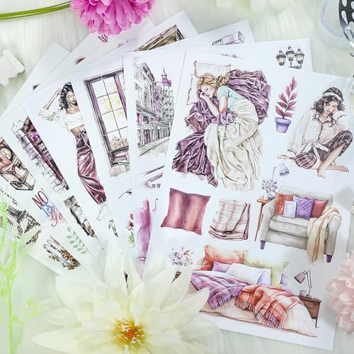 Snycler Sticker Book - 20 Sheets Vintage PET Stickers for Scrapbooking, Junk Journaling, Ephemera, and Decorative Crafts-Revel in Life - Image 4