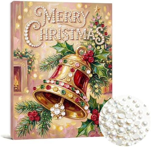 DIY Pearl Painting with Frame Christmas Creative Design, Handmade Healing Home Wall Decoration, 11.81X15.75in (Tools Included)-Bell by Unknown