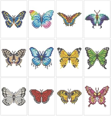 Haocy 12pcs Butterfly Mini Diamond Art Kits for Adults,Small Diamond Painting Kits Quick Gem Art for Beginner,1-Hour Postcard-Style,Paint by Diamond Mosaic,Home Wall Decor (Butterfly) by Haocy