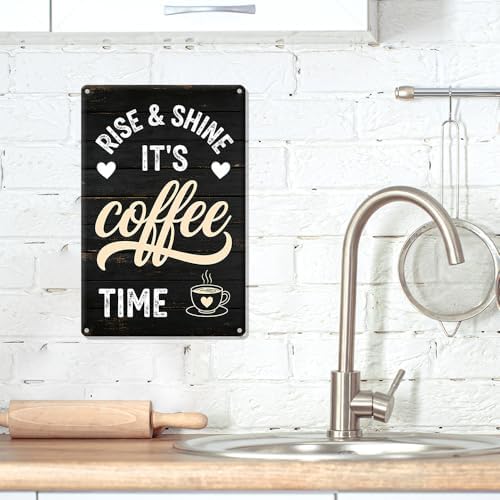 Coffee Metal Tin,Rise & Shine It's Coffee Time Sign - Image 3