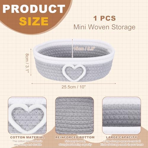 uxcell Rectangular Rope Basket 10x5.9x3.1inch Small Woven Baskets - Image 2