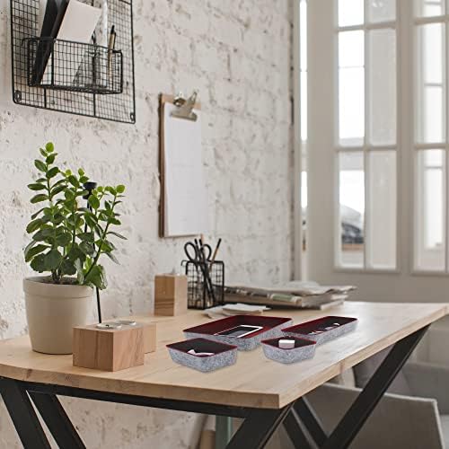 Welaxy Burgundy Felt Drawer Organizers 8pc Desk Tray Dorm Room Decor Bin - Image 5