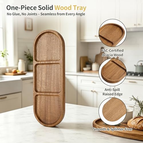 Small Wood Tray – Acacia Serving Platter Vanity Tray Mini Wooden Tray Decor - Image 3