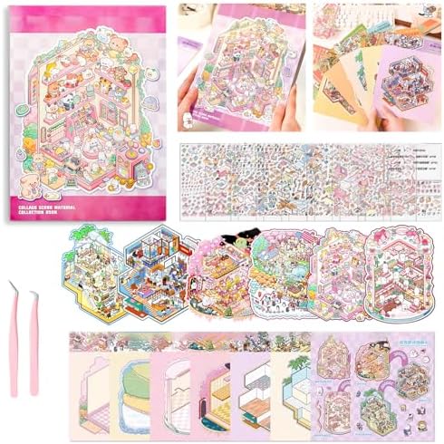 3D Sticker Scene Therapy Book – DIY Miniature Craft Kit with Repositionable 3D Stickers, Stress Relief Gift for Teens & Adults by WEINSYT