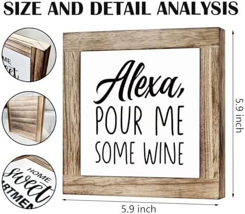 Alexa Wooden Wine Bar Sign - Farmhouse Tabletop Decor Set, Home Accent - Image 2
