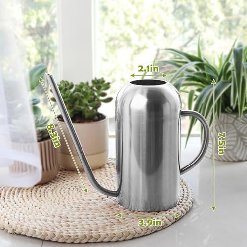 Watering Can Indoor Outdoor Plants, 50oz/1500ml Garden Long Spout Watering Cans, Stainless Steel Plants Watering Can Pot for Indoor House Plants Bonsai Flower Decorative - Image 3