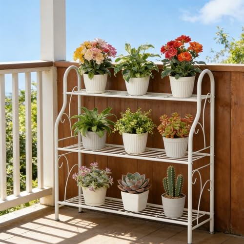 SORCEDAS Plant Stand Indoor Outdoor 3 Tier Metal Corner Flower Shelf - Image 2