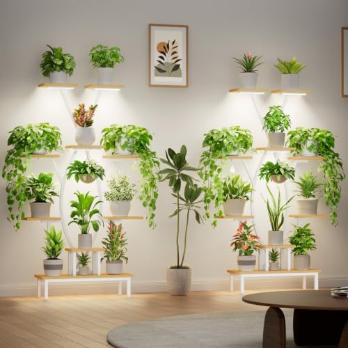 JUSTOGO Plant Stand Indoor with Grow Lights - 9 Tiered Tall Plant Shelf - Image 5