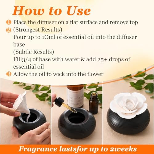 Honeydak 2 Pcs Ceramic Essential Oil Diffuser, Non Electric,Rose - Image 2