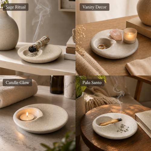 Cement Incense Holder, 5-in-1 Palo Santo Holder Ceramic Ash Tray - Image 3