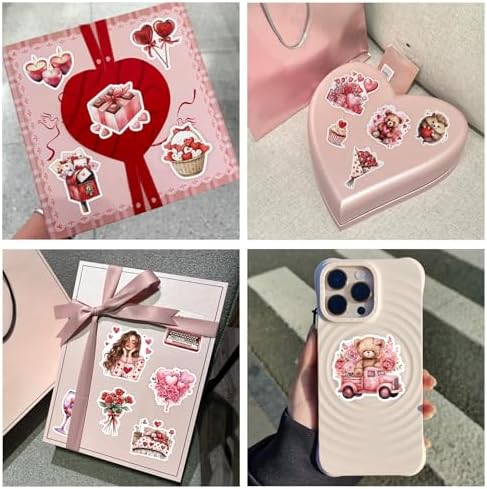 200 Pcs Valentines Day Heart Stickers for Journals Cards Gift Wrapping Scrapbooks DIY Crafts, Heart Stickers,Pink Red Love Theme Premium Craft Supplies - Image 3