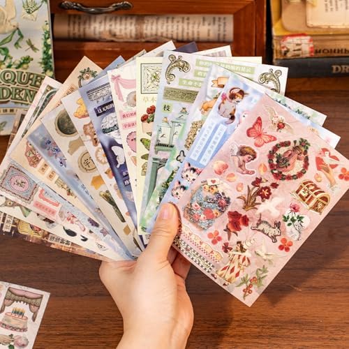 Retro-Style Patterned Journal DIY Scene Stress-Relief Sticker Book (Green) - Image 5
