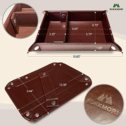 Valet Tray for Men and Women - PU Leather Nightstand Organizer with Desk Catchall Tray, Dresser Box for Keys, Jewelry - Image 6