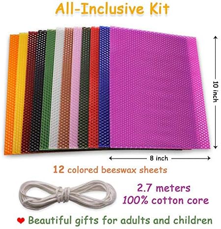 Tafuero Beeswax Honeycomb Candle Sheets,12pcs Beeswax Candle Making Kit Natural 10" X 8",Make Your Own Ideas Candle for Kids and Adults,Making Handsome Rolling Sheets for Hanukkah and Party - Image 2
