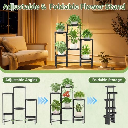 LASZOLA Plant Stand Indoor 10 Inch Large Tray With Lights, 6 Tier Black - Image 6
