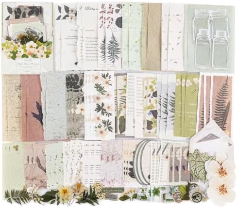 RISYPISY 100Pcs Floral Scrapbook Supplies Kit for Junk Journal by RISYPISY