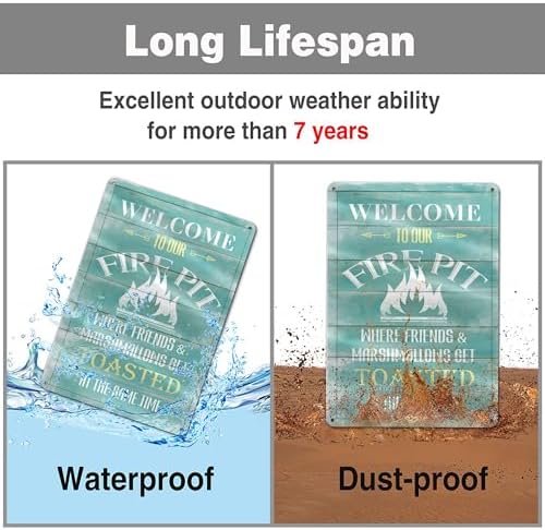 Funny Camping Decor Retro Backyard Metal Tin Sign for Campfire Cabin Motorhome Wall Decoration Gift 12 X 8 Inches Firepit Accessories Outdoor & Indoor - Friends & Marshmallows Get Toasted - Image 3