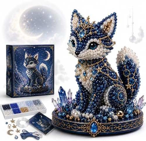 Moon Cat Luna Guardian DIY Bead Kit, Celestial Moon Stars Series, Tiny 3D Beaded Moons Cat Luna Guardian Craft Kit, Handmade Magical Cats Kit for Beginner, Home Decor (A1pc) by Unknown