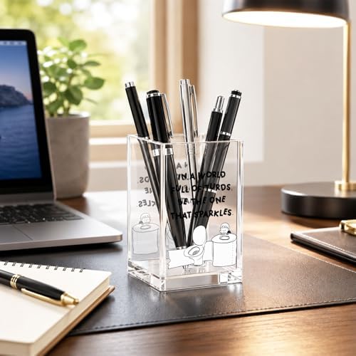 Funny Acrylic Pen Holder Cup, “Be the One That Sparkles” Desk Decor, Cute Pencil Holder Organizer, Coworker Gift, Office Desk Accessories - Image 4