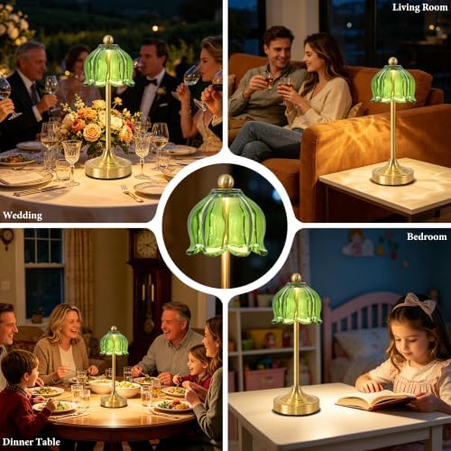 Cordless Touch Table Lamp,Rechargeable Lamp with Glass Shade - Image 6