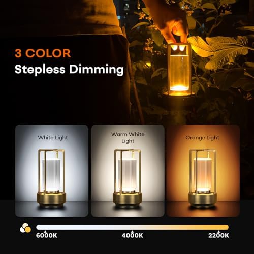 Portable Metal Table Lamp for Indoor/Outdoor，Rechargeable Cordless 3 Colors - Image 6