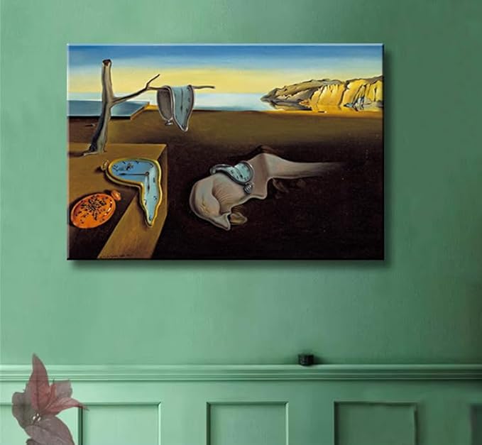weiyiart Salvador Dali Canvas Wall Art - The Persistence of Memory Painting Classic Artwork Print, Famous Picture Poster for Home DecorPieces Bathroom Wall Art - 12"x15"