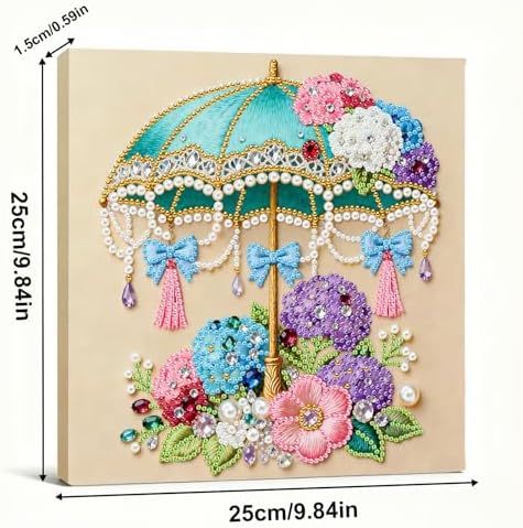 LQCrafK DIY Pearl Art Painting Handcraft Kit for Adults Beginners, Healing Stress-Relieving Home Wall Creative Design Decoration, Framed Painting with Tools-Umbrella - Image 6
