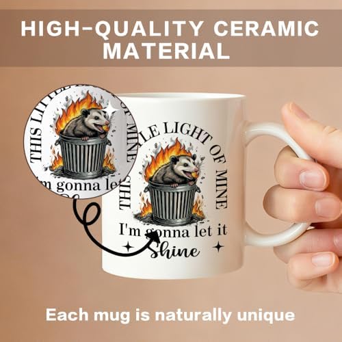 This Little Light Of Mine 11 oz Possum Lover Ceramic Coffee Mug - Image 3