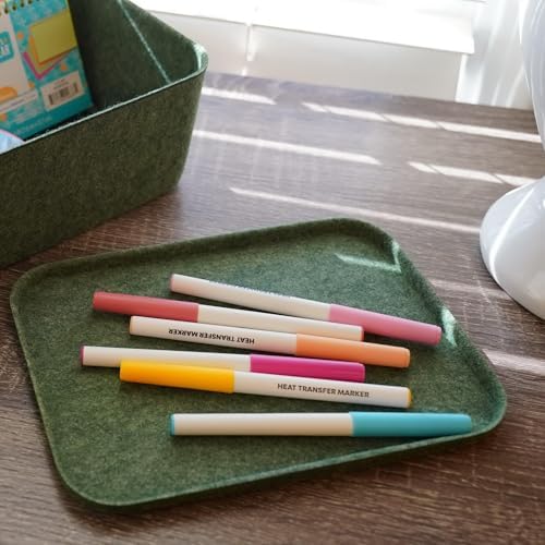 Welaxy Felt deep Storage Bins lidded Drawer Organizer Caddy for junk stuff stationery makeup jewelry closet bathroom minimalist lifestyle (Forest Green Lid, S) - Image 2